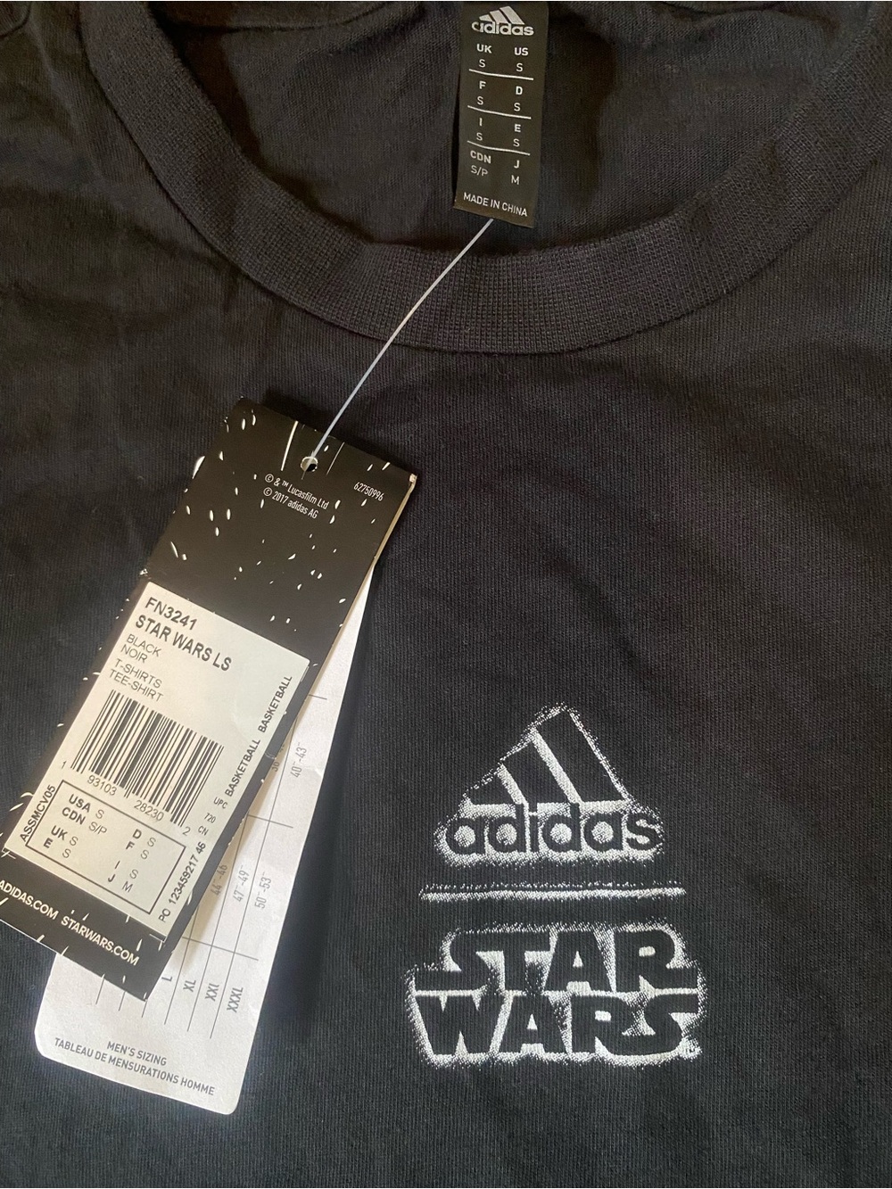 NWT Adidas x Star Wars Lightsaber Blueprint Graphic Long Sleeve Tee - S
